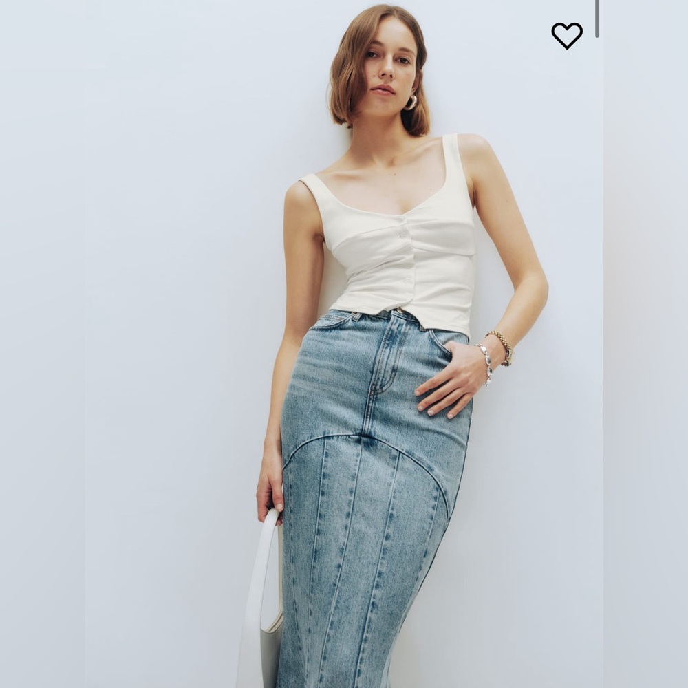 Reformation Denim Maxi Skirt in Light Blue - Picture 5 of 9